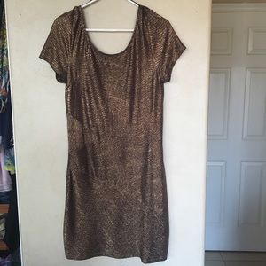 Free People Gold mini dress with scoop back